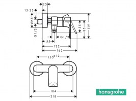 MEDIDAS MONOMANDO DUCHA REBRIS E HANSGROHE